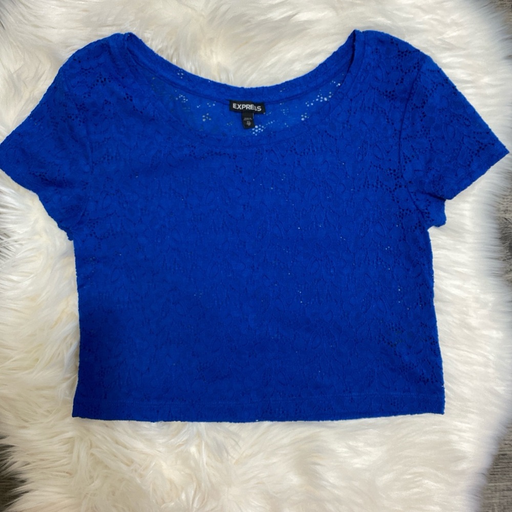 Blue lace crop top